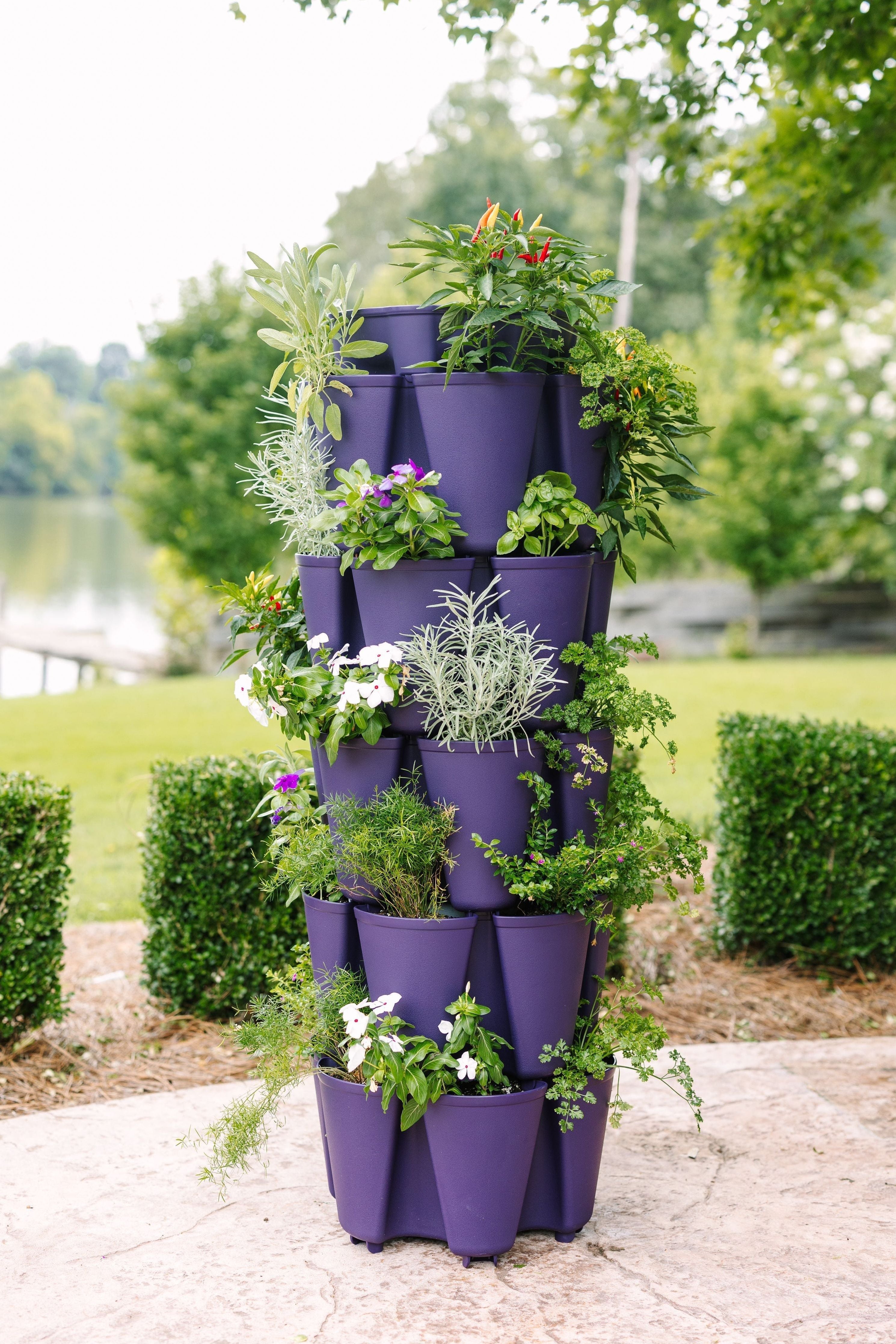 5 Tier GreenStalk Garden Original Vertical Planter - Basic Texture Evergreen