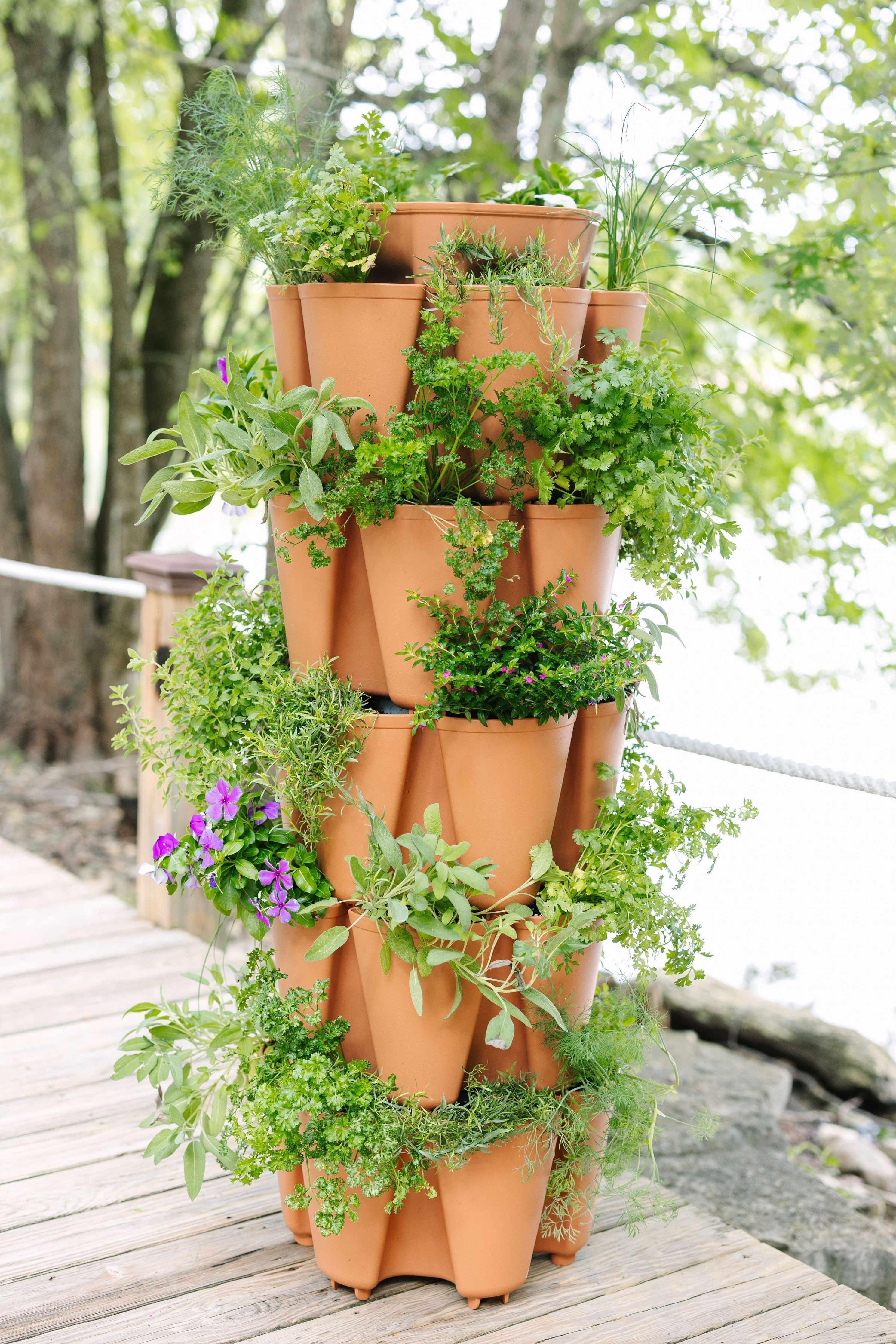 5 Tier GreenStalk Garden Original Vertical Planter - Basic Texture Evergreen
